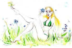 Segni dello Zodiaco: Vergine fanciulla del prato da una serie di caricature di moda, uno per ogni segno dello zodiaco da Neale Osborne